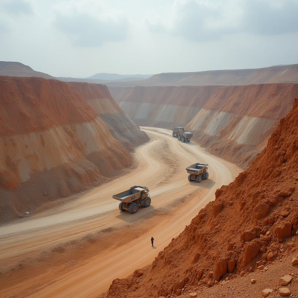 Горнодобывающее предприятие с горной техникой