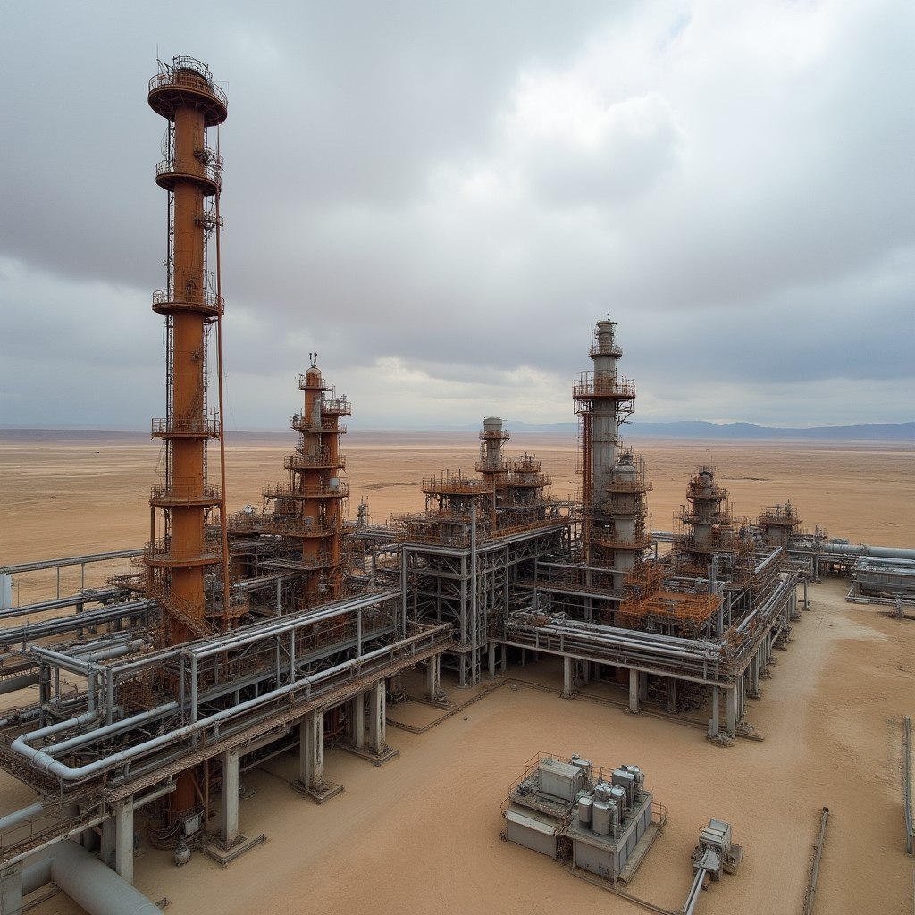 Нефтегазовое предприятие с промышленным оборудованием