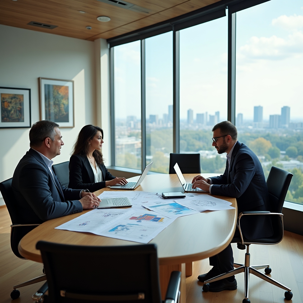 Команда специалистов на рабочем совещании по технической документации